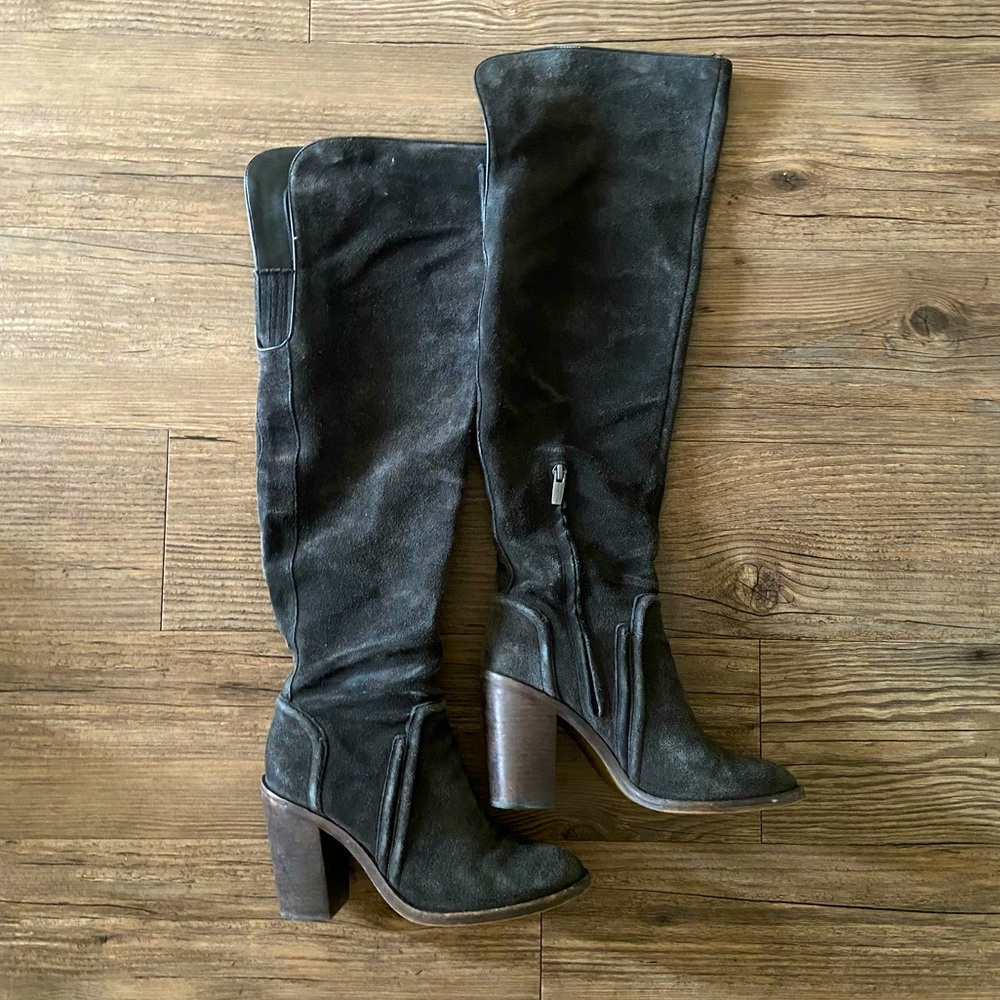 Vince Camuto Melaya Over The Knee Grey Suede Boots